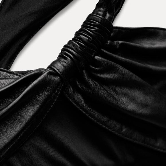 NWT ZARA ASYMMETRIC WRAP LEATHER TOP SIZE L - Picture 6 of 6